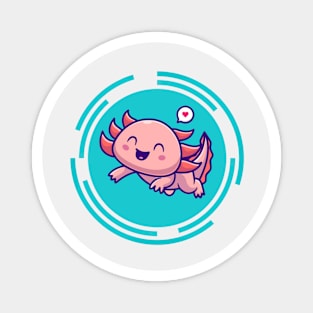 Cute Axolotl With Love Heart Magnet